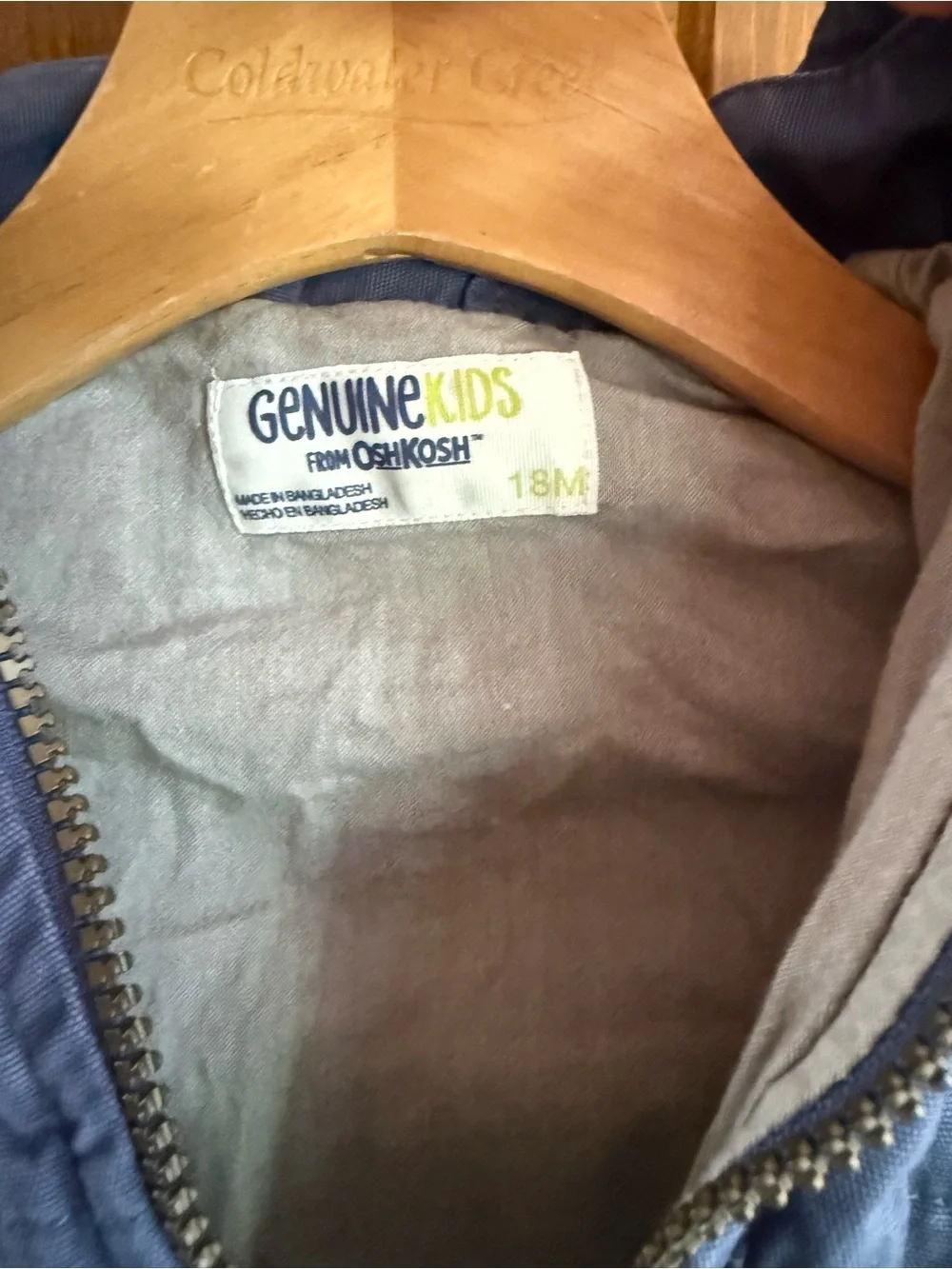 OshKosh B'gosh Two-Tone Blue and Green Hooded Kids Jacket